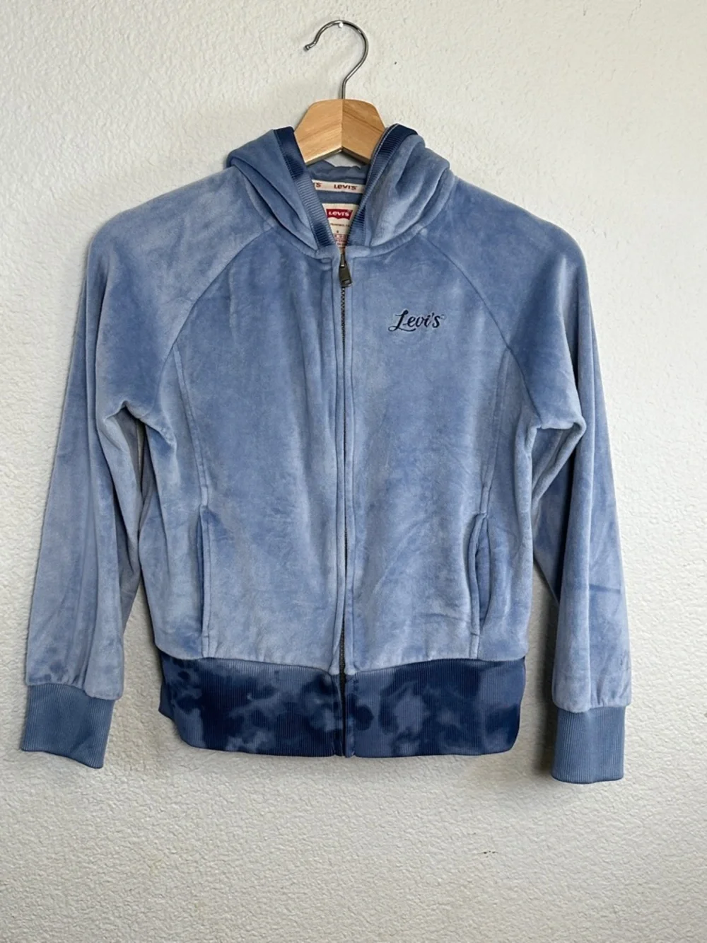 Levi's X Clements Twins Full Zip Jacket Hooded Velour Blue Youth‎ Girls Large